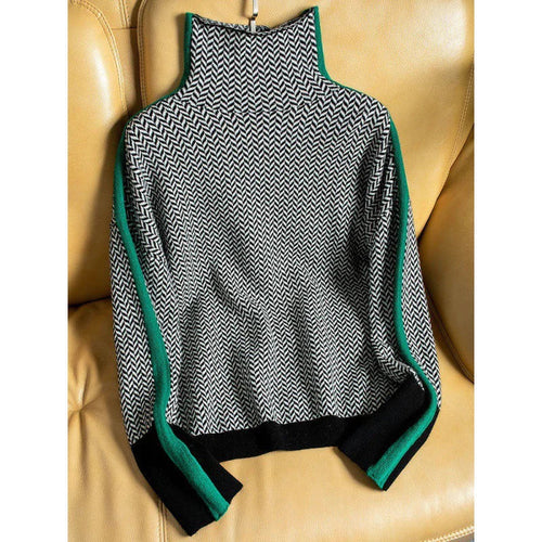 Constanze | Geometrisch gestrickter Rollkragenpullover