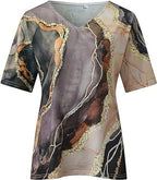 Damen-T-Shirt im Boho-Stil mit Marmormuster