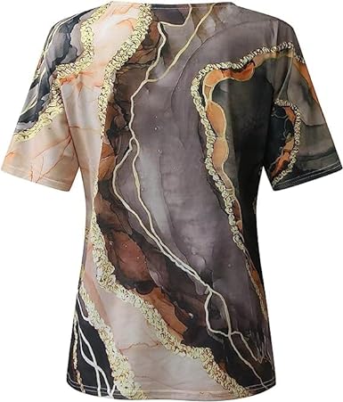 Damen-T-Shirt im Boho-Stil mit Marmormuster