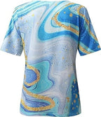 Damen-T-Shirt im Boho-Stil mit Marmormuster