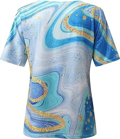 Damen-T-Shirt im Boho-Stil mit Marmormuster