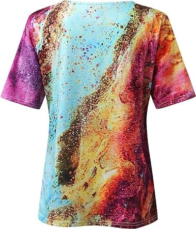 Damen-T-Shirt im Boho-Stil mit Marmormuster