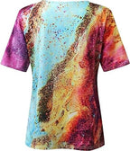 Damen-T-Shirt im Boho-Stil mit Marmormuster