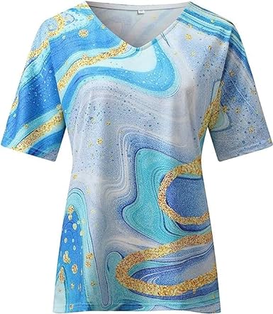 Damen-T-Shirt im Boho-Stil mit Marmormuster