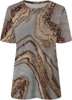 Damen-T-Shirt im Boho-Stil mit Marmormuster