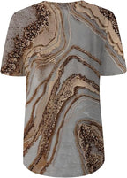 Damen-T-Shirt im Boho-Stil mit Marmormuster