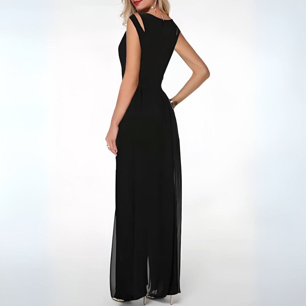 Ärmelloser Abend-Jumpsuit mit weitem Bein
