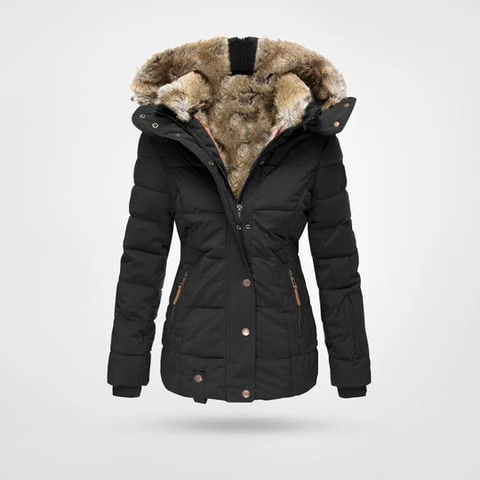 Warm gefütterte Damen-Winterjacke mit Kapuze
