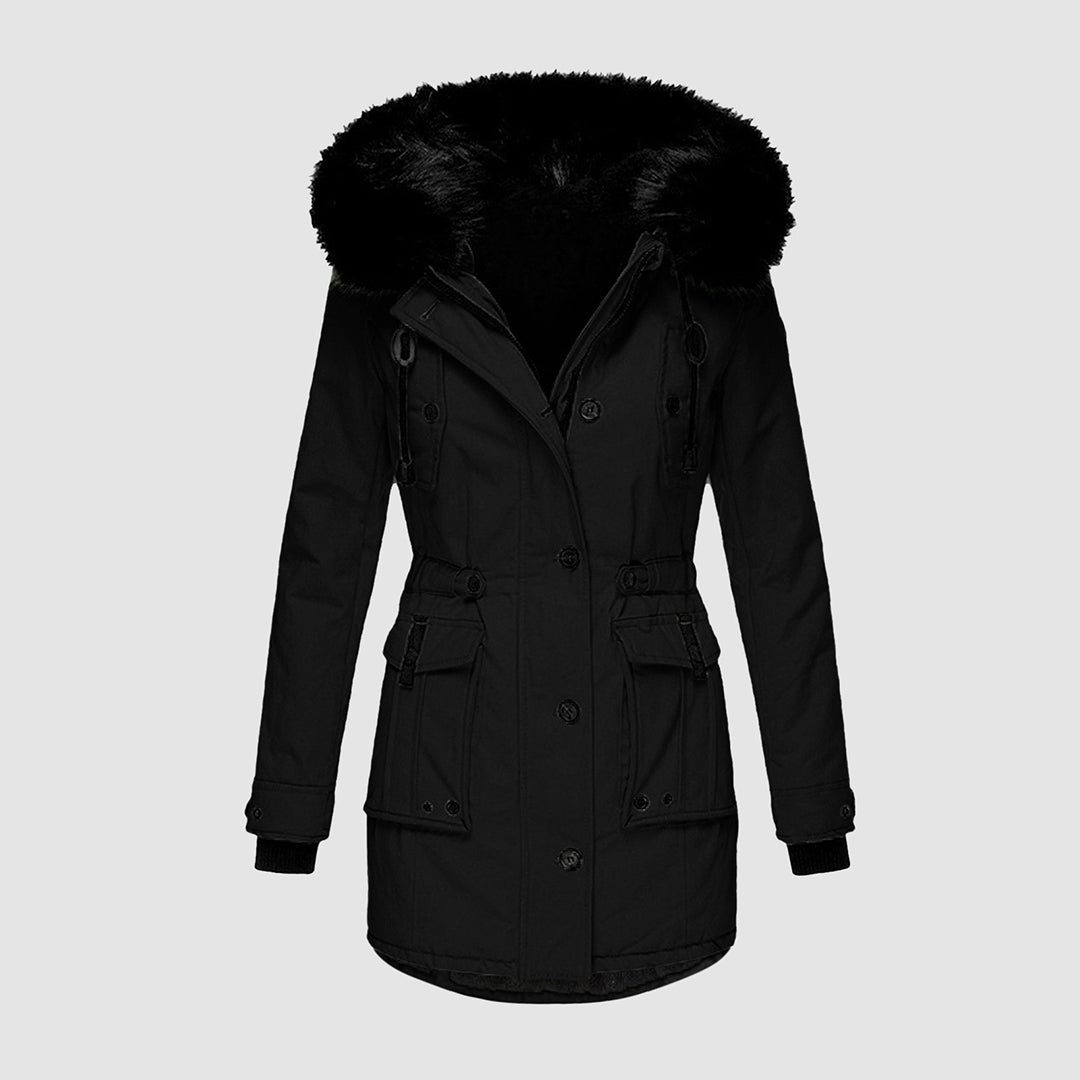 Wasserabweisende gesteppte Damen-Winterjacke mit Kapuze