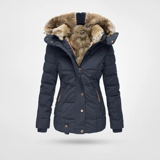 Warm gefütterte Damen-Winterjacke mit Kapuze