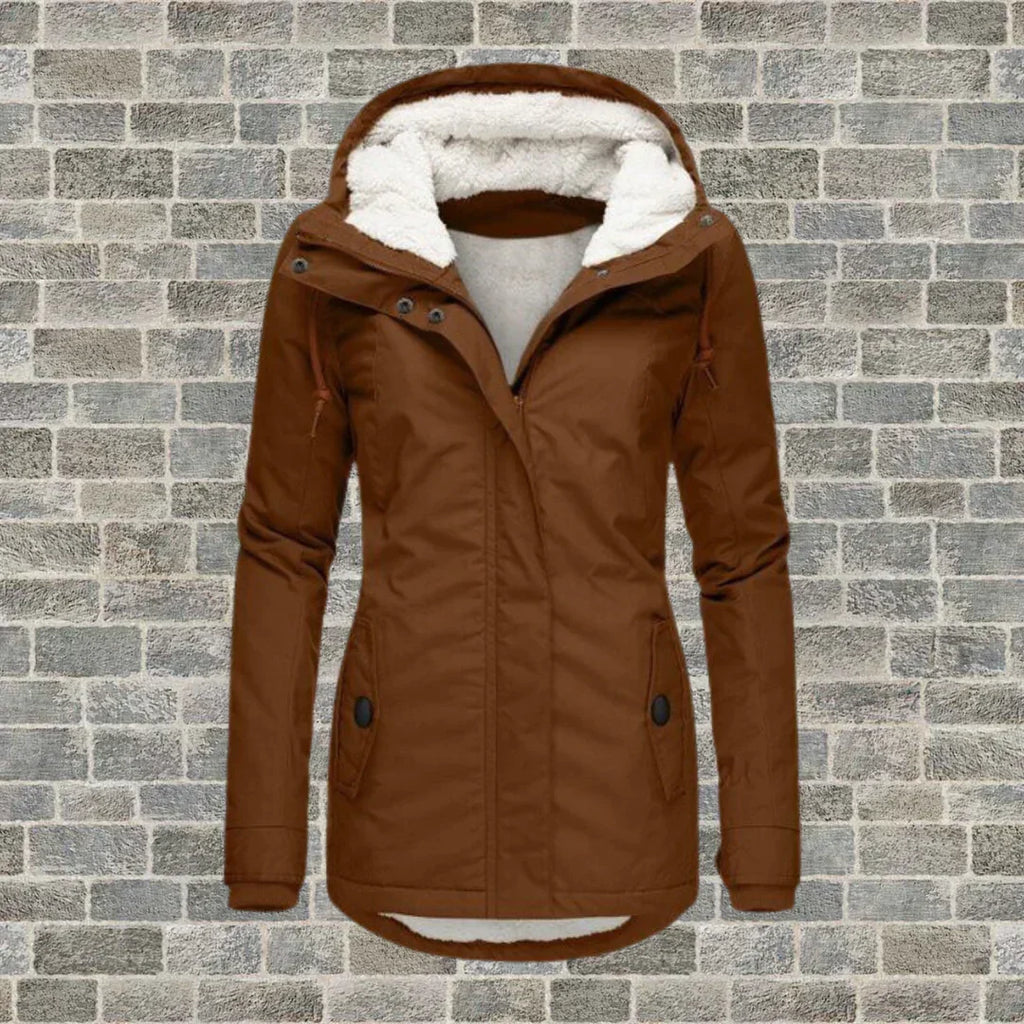 Modischer Damen-Mantel mit Kapuze für Herbst und Winter