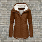 Modischer Damen-Mantel mit Kapuze für Herbst und Winter