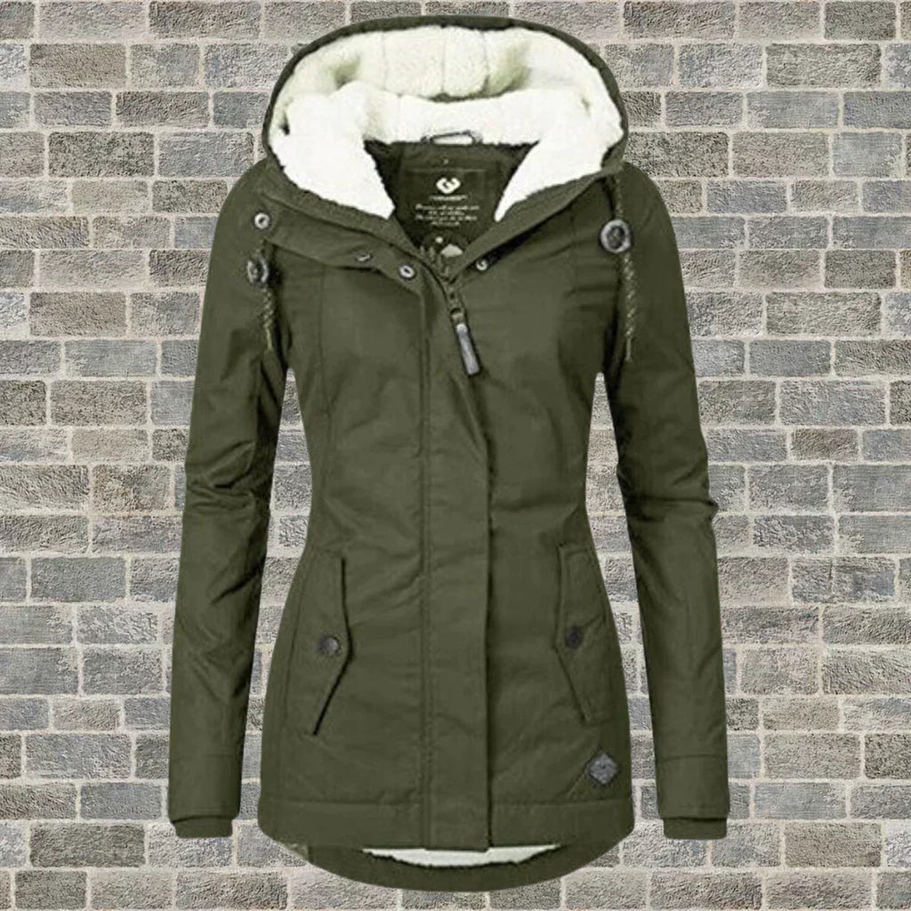 Modischer Damen-Mantel mit Kapuze für Herbst und Winter