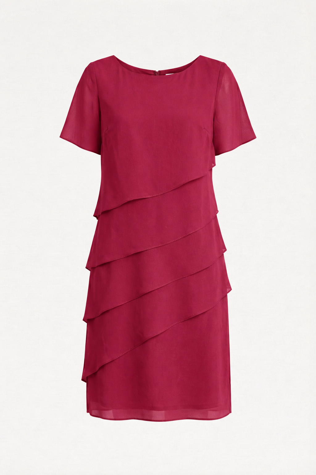 Damen-Chiffonkleid mit kurzen Ärmeln und Stufenvolants