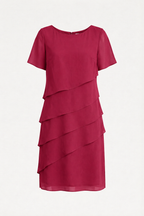 Damen-Chiffonkleid mit kurzen Ärmeln und Stufenvolants