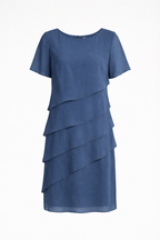 Damen-Chiffonkleid mit kurzen Ärmeln und Stufenvolants