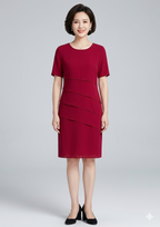 Damen-Chiffonkleid mit kurzen Ärmeln und Stufenvolants