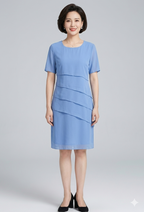 Damen-Chiffonkleid mit kurzen Ärmeln und Stufenvolants