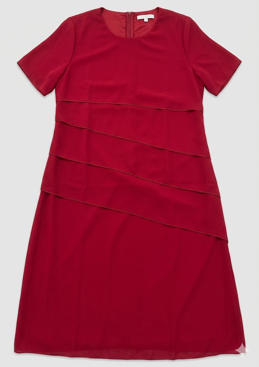 Damen-Chiffonkleid mit kurzen Ärmeln und Stufenvolants