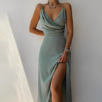 Damen-Sommerkleid aus Satin im Ibiza-Stil