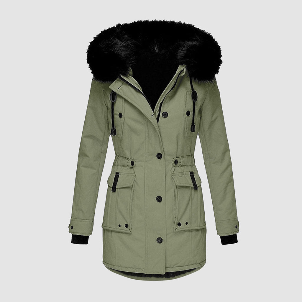 Wasserabweisende gesteppte Damen-Winterjacke mit Kapuze