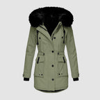 Wasserabweisende gesteppte Damen-Winterjacke mit Kapuze