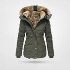 Warm gefütterte Damen-Winterjacke mit Kapuze