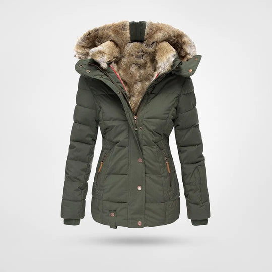 Warm gefütterte Damen-Winterjacke mit Kapuze