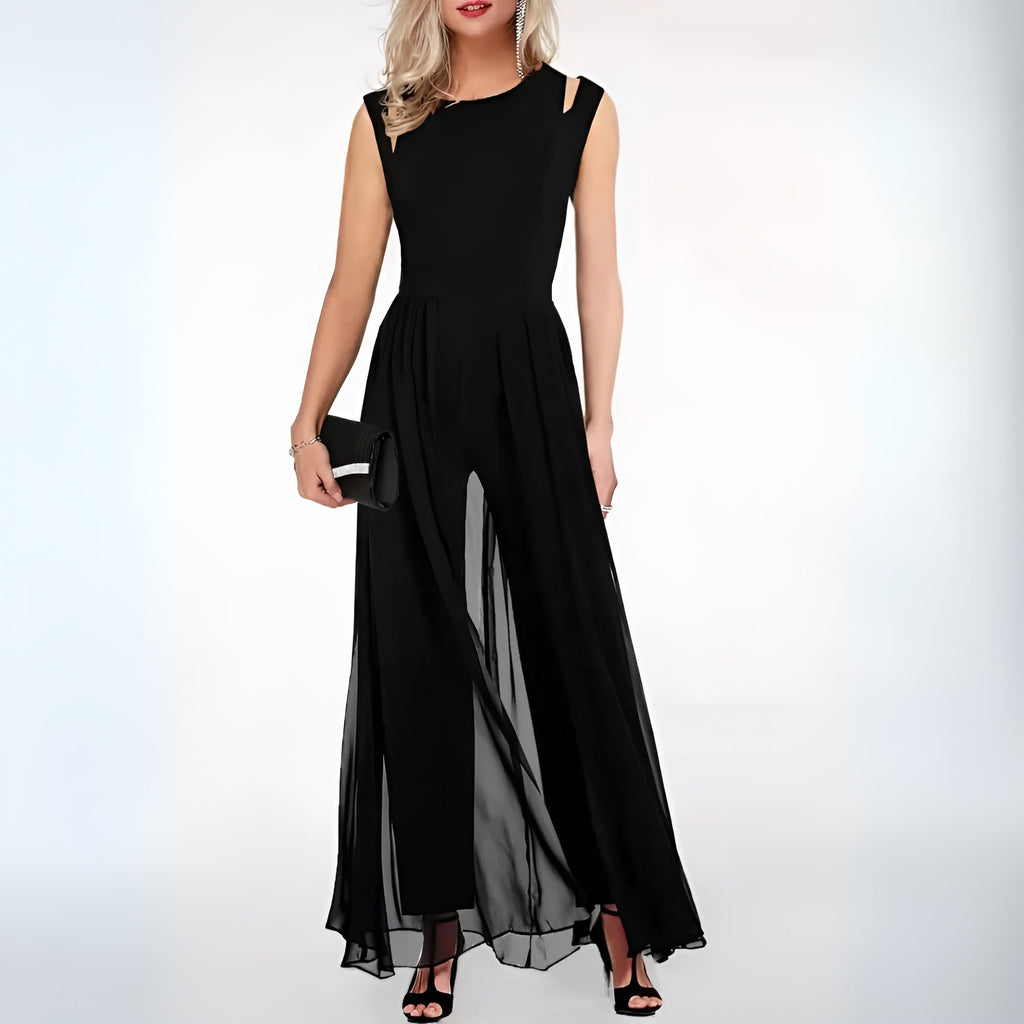 Ärmelloser Abend-Jumpsuit mit weitem Bein