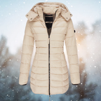 Schmal geschnittener Damen-Wintermantel mit Kapuze