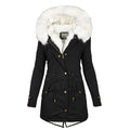 Elegante Damen-Winterjacke mit Kapuze und Knopfleiste