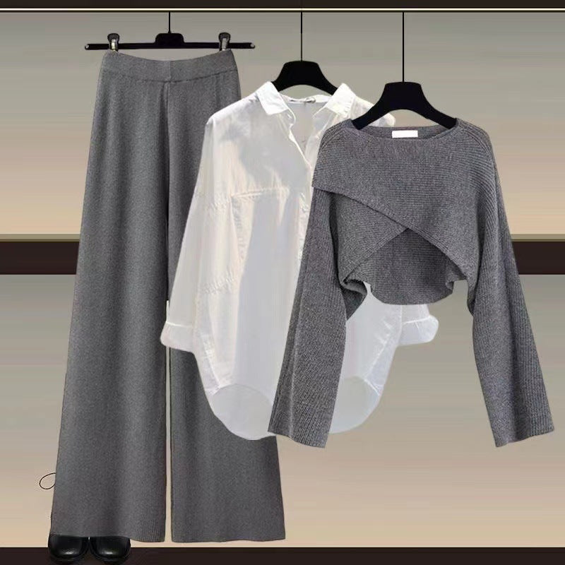 Bequemes dreiteiliges Damen-Set mit langen Ärmeln