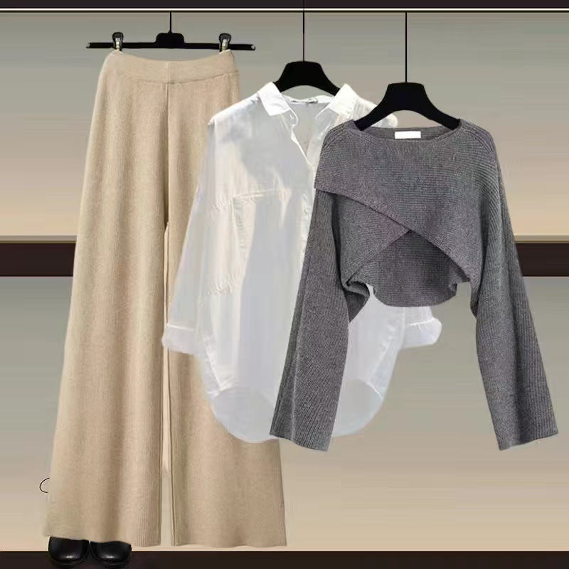 Bequemes dreiteiliges Damen-Set mit langen Ärmeln