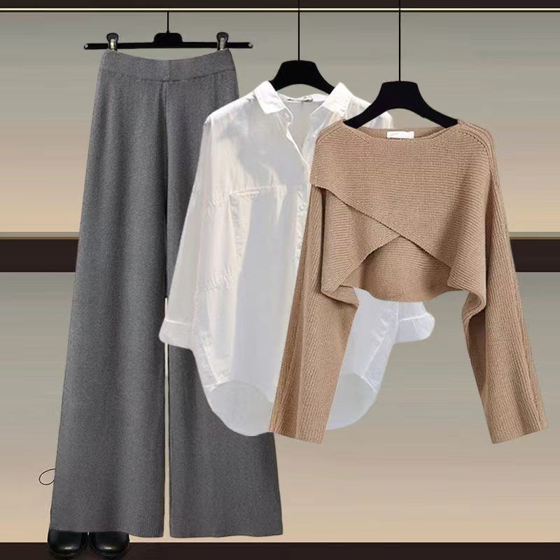 Bequemes dreiteiliges Damen-Set mit langen Ärmeln