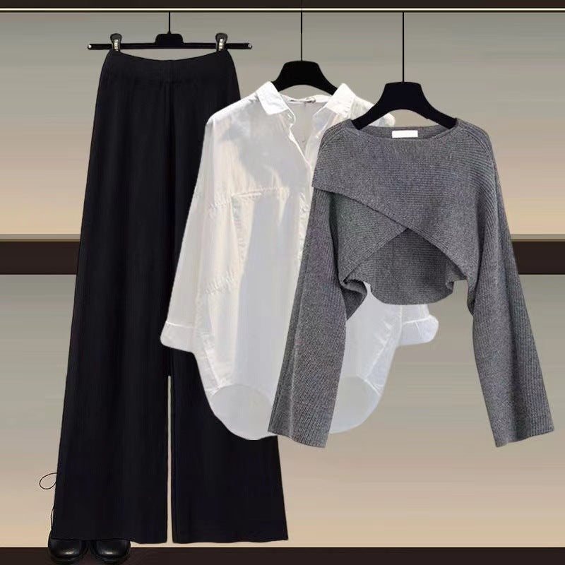 Bequemes dreiteiliges Damen-Set mit langen Ärmeln
