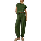 Zweiteiliges Damen-Set aus Strick-T-Shirt und Hose