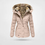 Warm gefütterte Damen-Winterjacke mit Kapuze