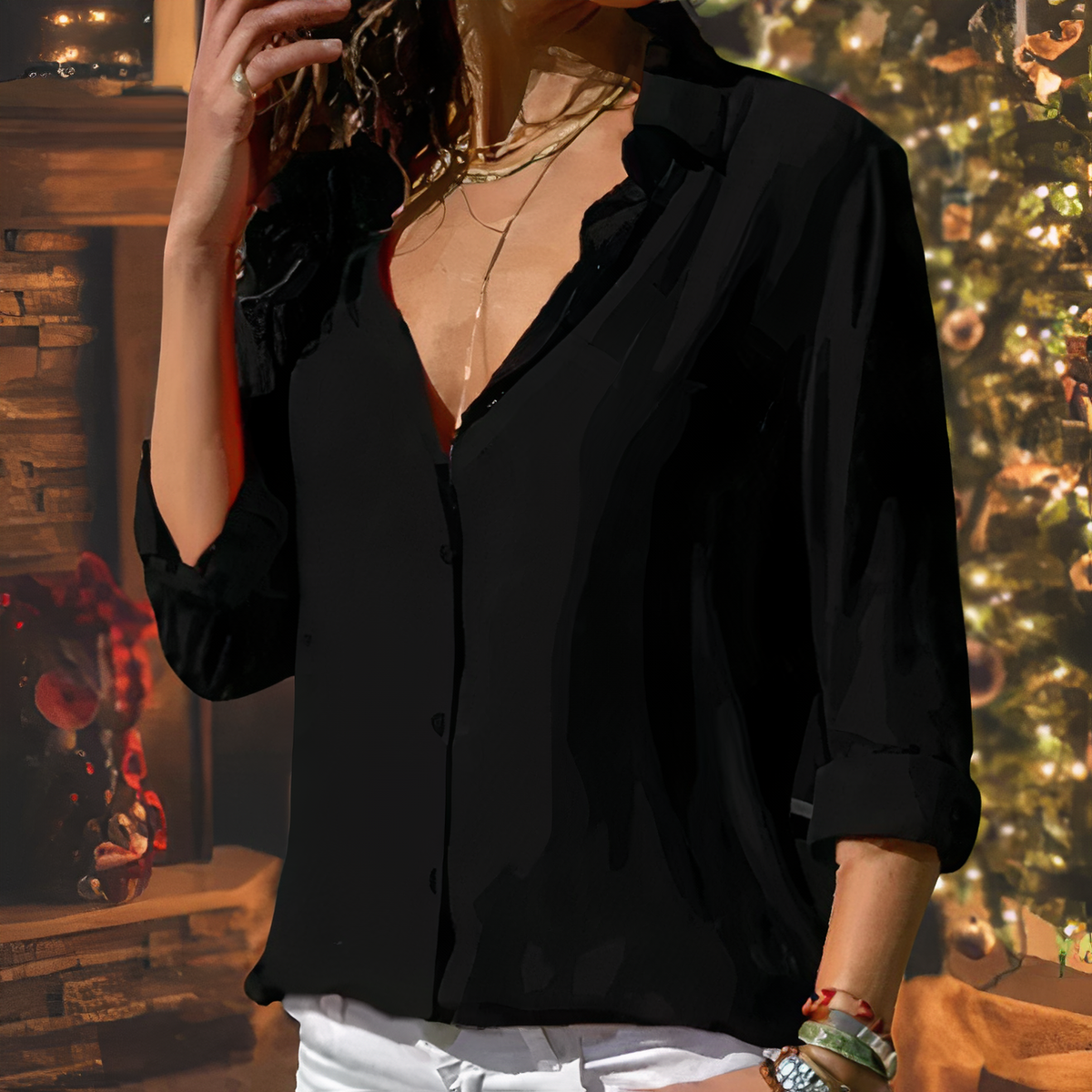 Elegante Damen-Chiffonbluse