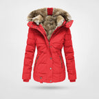 Warm gefütterte Damen-Winterjacke mit Kapuze