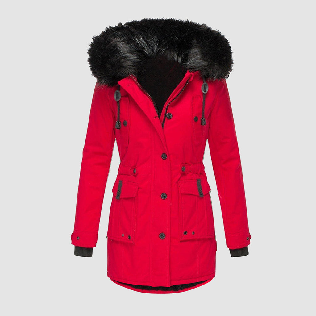 Wasserabweisende gesteppte Damen-Winterjacke mit Kapuze