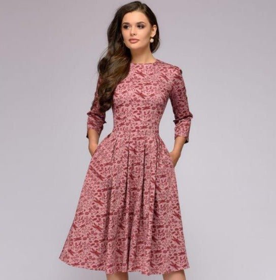 Elegantes Damen-Midikleid im Retro-Stil