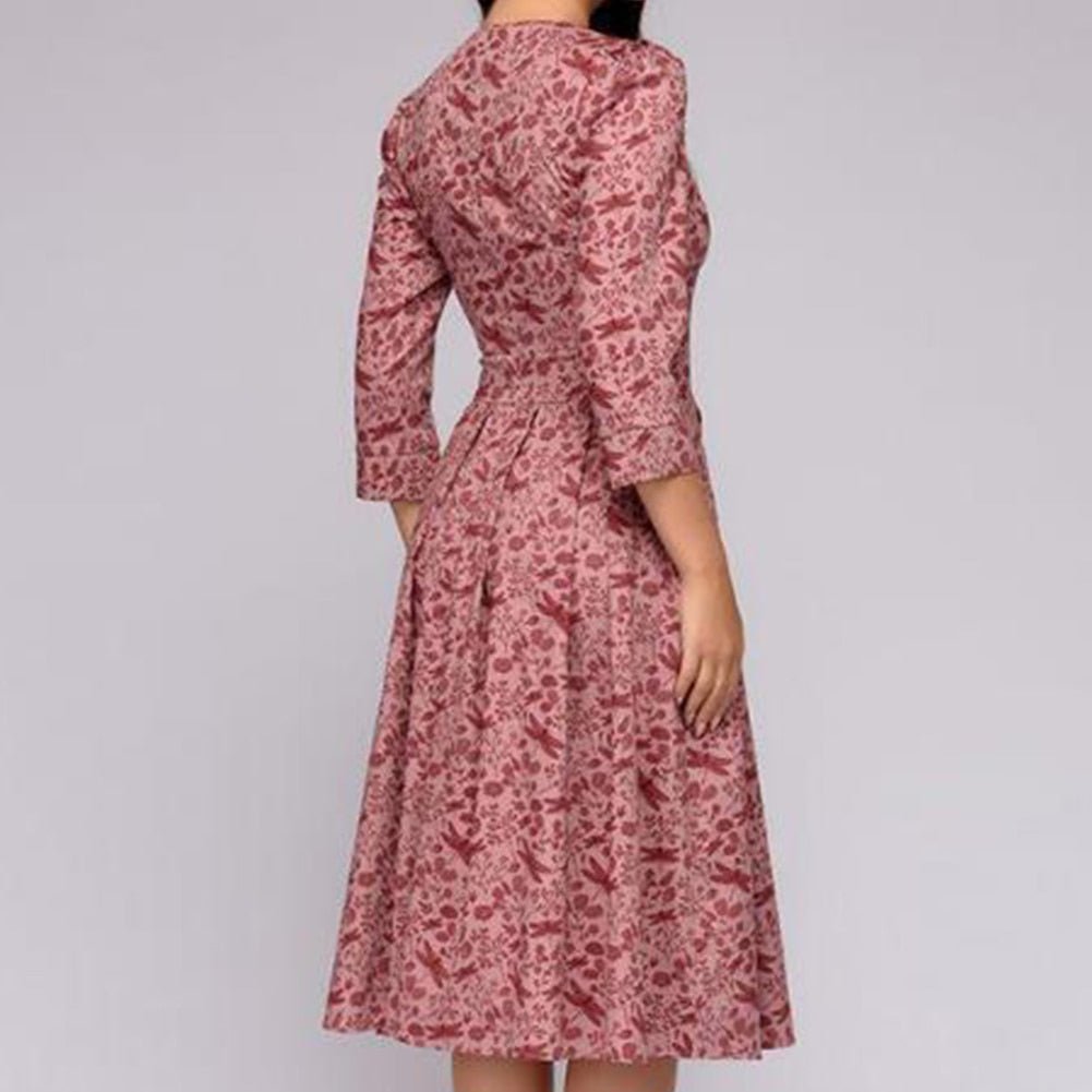 Elegantes Damen-Midikleid im Retro-Stil