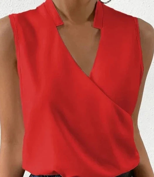 Elegantes ärmelloses Damen-Top mit Wickel-V-Ausschnitt
