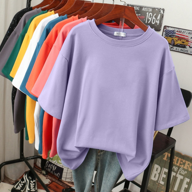Kuscheliges Damen-T-Shirt aus Baumwolle in großen Größen