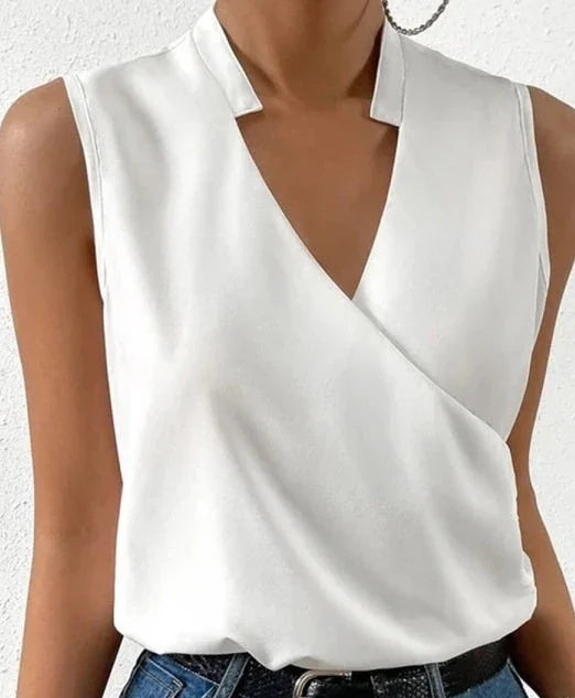 Elegantes ärmelloses Damen-Top mit Wickel-V-Ausschnitt