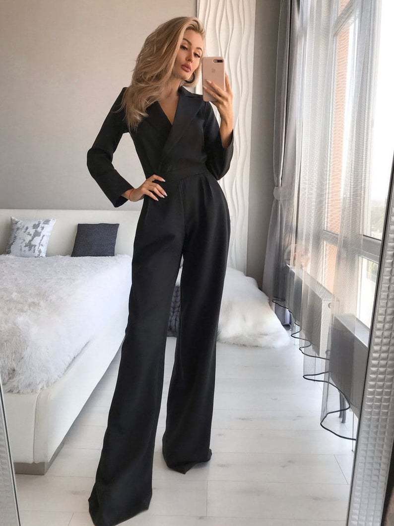 Langärmeliger Damen-Jumpsuit mit schmaler Passform