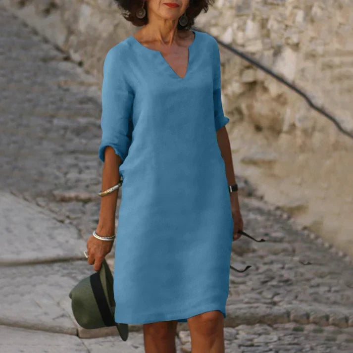 Elegantes Damen-Sommerkleid mit V-Ausschnitt