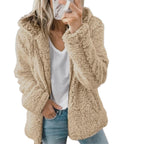 Damen-Teddy-Fleece-Mantel mit Taschen und Reißverschluss