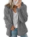 Damen-Teddy-Fleece-Mantel mit Taschen und Reißverschluss
