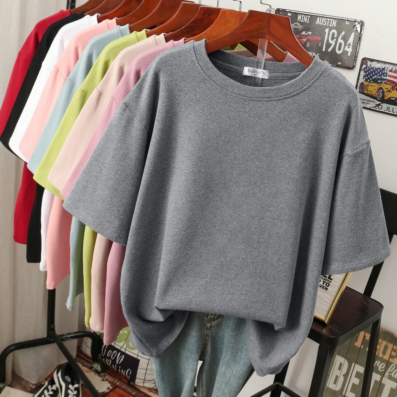 Kuscheliges Damen-T-Shirt aus Baumwolle in großen Größen